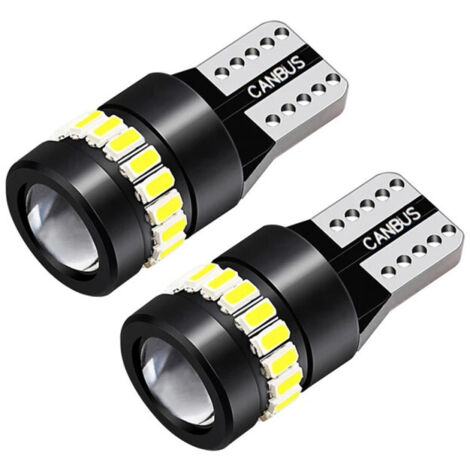 Комплект от 2 броя LED Лед Диодни Крушки За Габарит T10 W5W – 3030 + 3014 SMD, студено бяла светлина 6000K, 12–24V, CANB