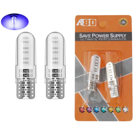 Комплект 2 бр. LED крушки T10 W5W, синя светлина, CANBUS, Silica LED, 12V - блистер