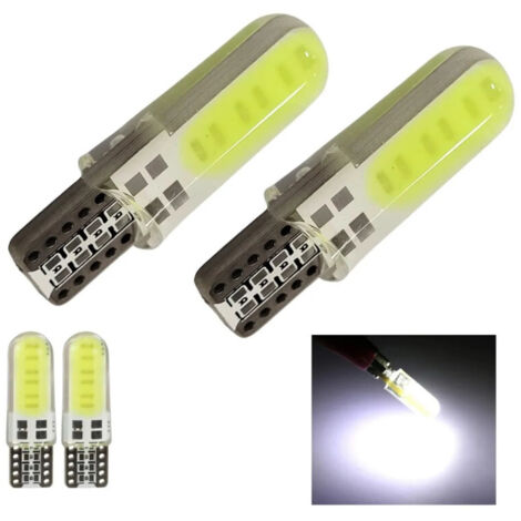 Комплект от 2 броя LED Лед Диодни Крушки за Габарит T10 W5W – COB LED, студено бяла светлина 6000K, 12V, CANBUS без греш