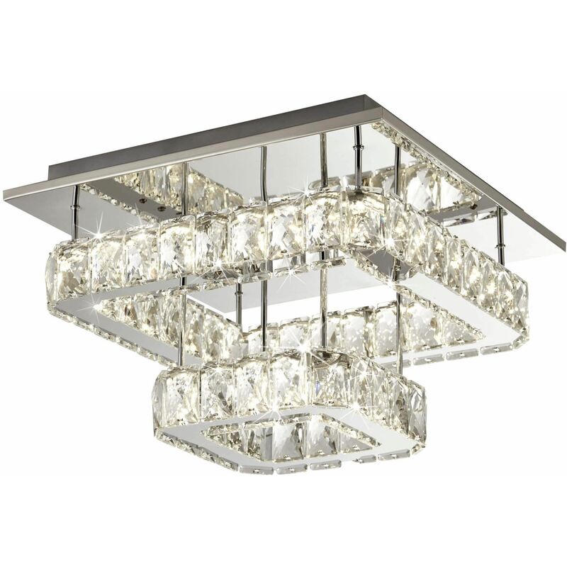 Searchlight Lighting - Searchlight Led 2 Tier Flush Fitting With Crystal Glass - Chrome