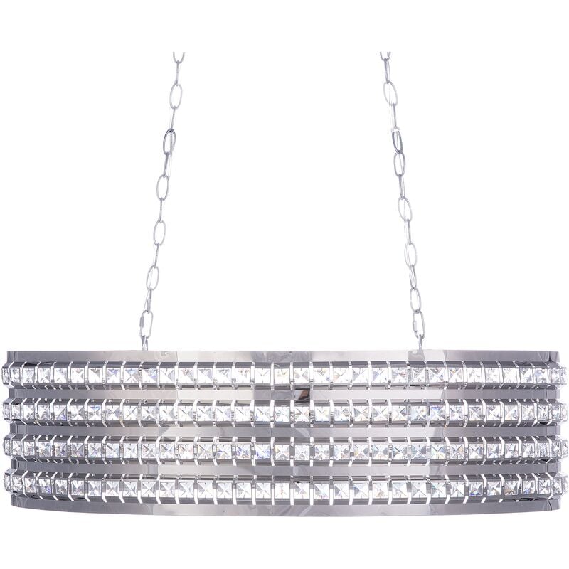 Pendant Lamp Silver Glam Metal Crystals Chromed Oval Cavone