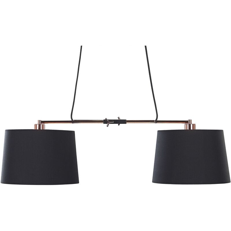 Beliani - Modern Ceiling Lamp 2 Lights Polyester Shade Metal Base Black with Copper Fucino