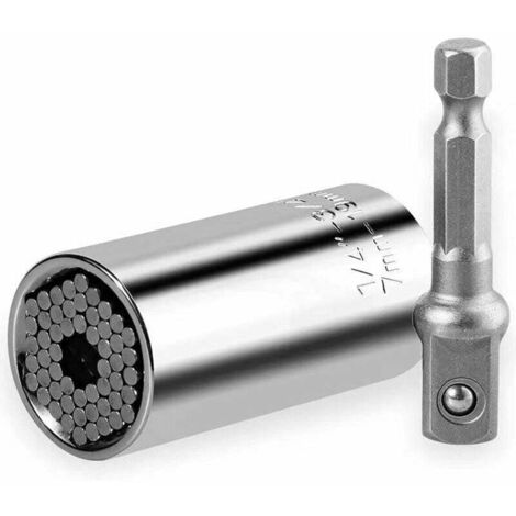 2 llaves de vaso universales de 7-19 mm, cromo vanadio de alta calidad, adaptador de llave manual multifuncional, herramienta de reparación de taladros, se adapta a todas las formas.