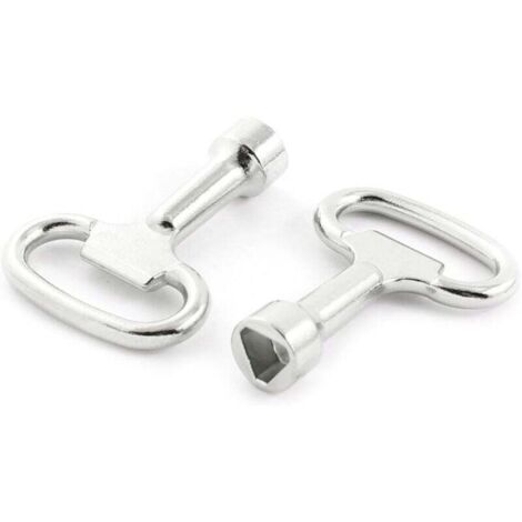 2 llaves triangulares para bote de basura, llave triangular de metal amarilla.