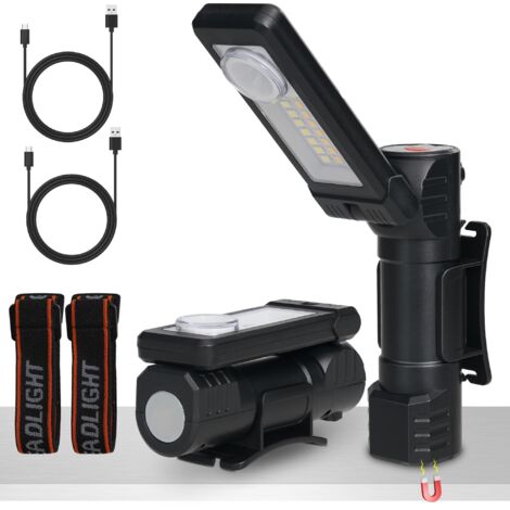 2 Mini Lampes De Poche LED à Clip Et Aimant - 3 Modes, Rotative à 180°, Rechargeable Type-C - Pour Réparation, Atelier, Camping, Randonnée