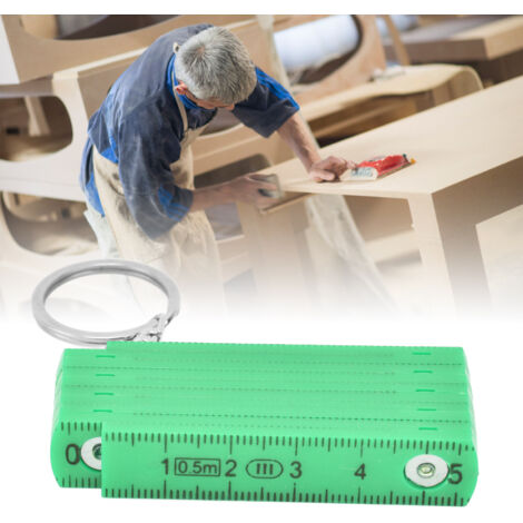 2 Lot Règle Pliante 0.5M 10 Plis en ABS Vert pour Bois avec Anneau de Clés -KZQ