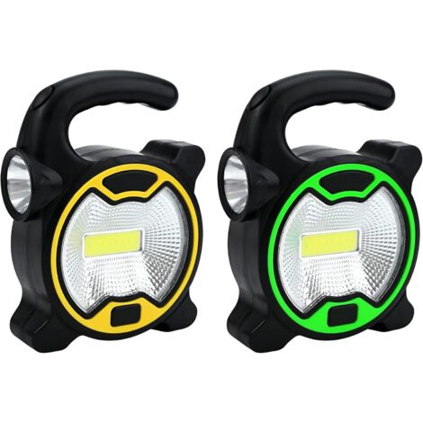 2 Luces de camping a pilas para tiendas de campaña, linternas portátiles LED para exteriores, lámparas colgantes con 2 luces LED, impermeables, de emergencia, para camping, color negro (MONICA-460) [C
