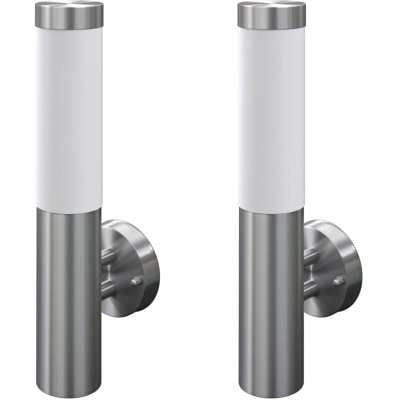

Vidaxl - 2 Apliques de exterior, lámparas de pared, acero inoxidable - Plateado