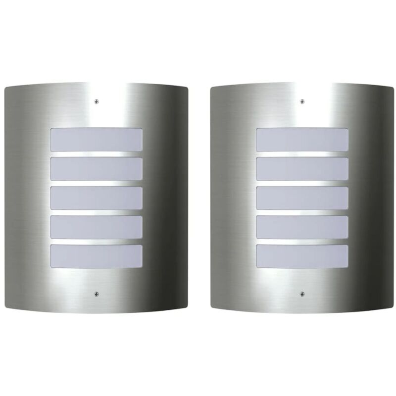 

Vidaxl - 2 Apliques de exterior, lámparas de pared de acero inoxidable - Plateado