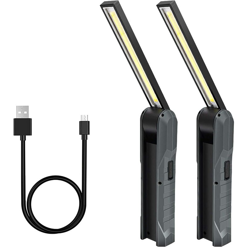 2 luces de trabajo LED recargables, luz de trabajo Guiseapue, 5 modos, luz mecánica, linterna plegable con base magnética, luz de inspección para