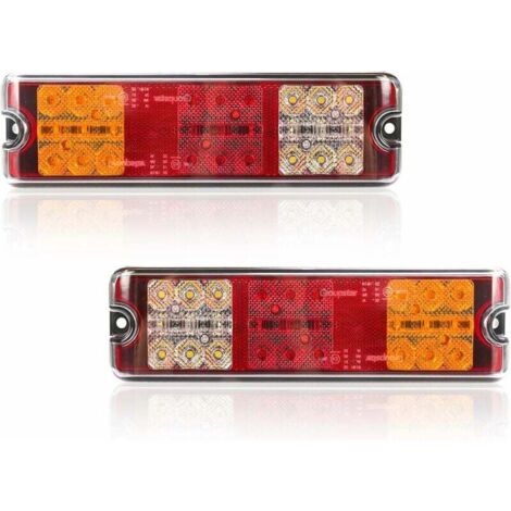 2 luces traseras LED para remolque de 12 V, con certificación E, impermeables, para coche, 5 funciones: luz de freno, luz de giro, luz de marcha atrás, luz de posición, reflector.