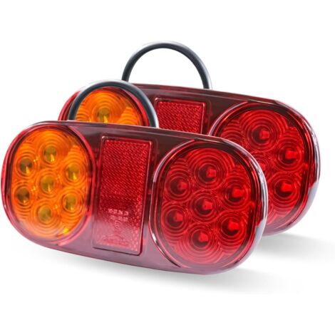 2 luci a LED per rimorchi, luci posteriori per rimorchi da 12 V, luci a LED per rimorchi per camion, furgoni, roulotte, trattori e veicoli agricoli (rosso 3)