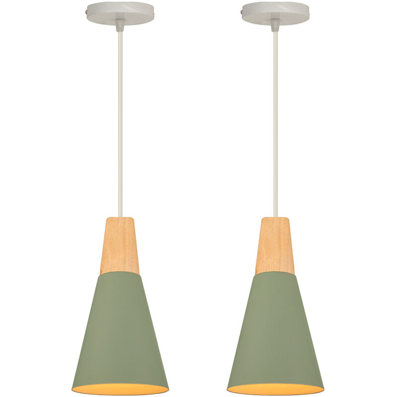 2× Lustre Suspension Moderne Industrielle Ajustable Vintage Lampe Suspension Interieur pour Chambre Couloir Salon Vert Foncé - Vert Foncé