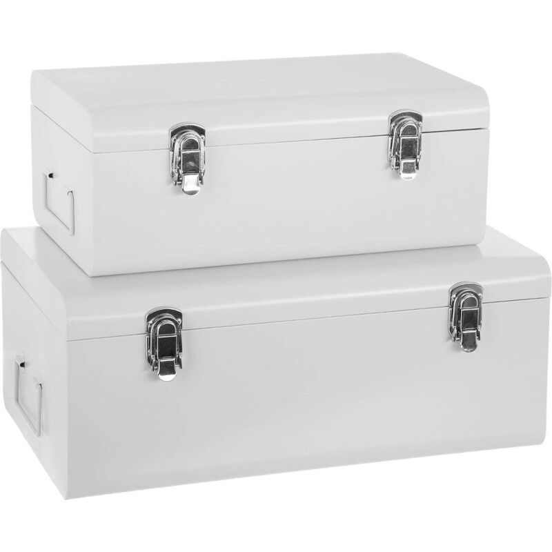 Atmosphera - Set de 2 malles enfant métal blanc créateur d'intérieur