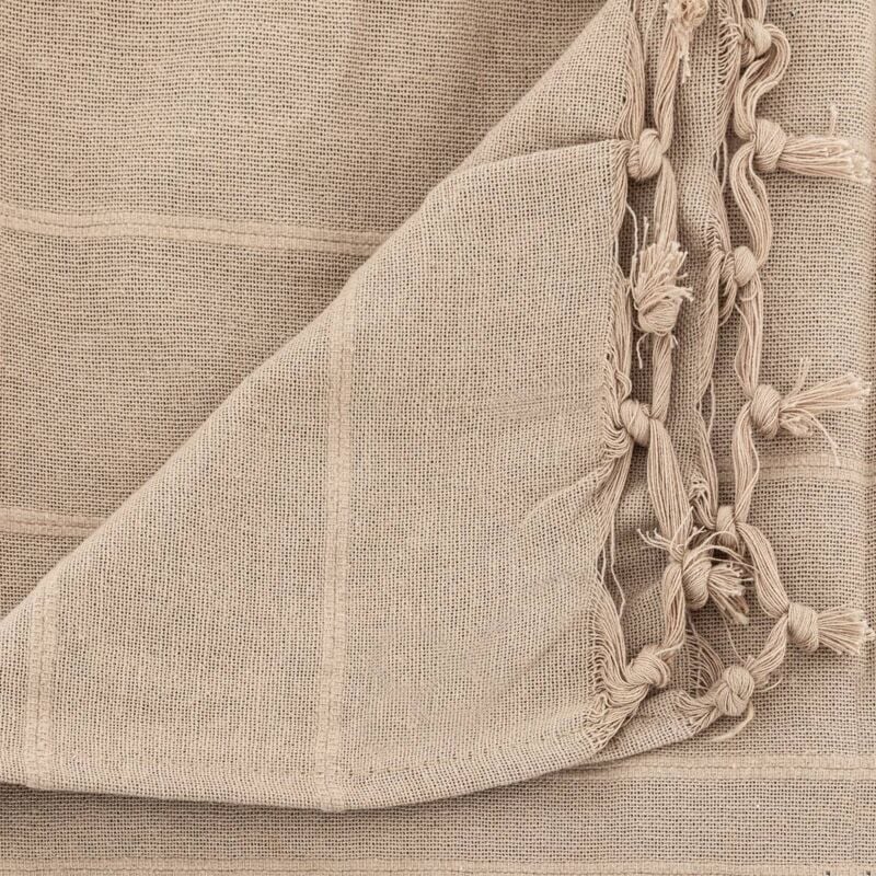 Jeté de lit Anjali en coton beige 160x220cm Atmosphera créateur d'intérieur