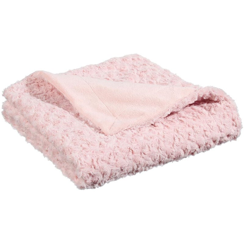 Atmosphera - Plaid Bouclette fausse fourrure rose 120x160cm créateur d'intérieur