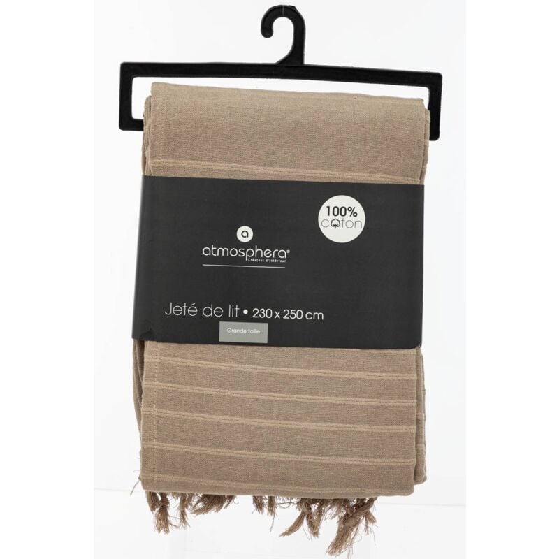 Jeté de lit Anjali coton beige 230x250cm Atmosphera créateur d'intérieur