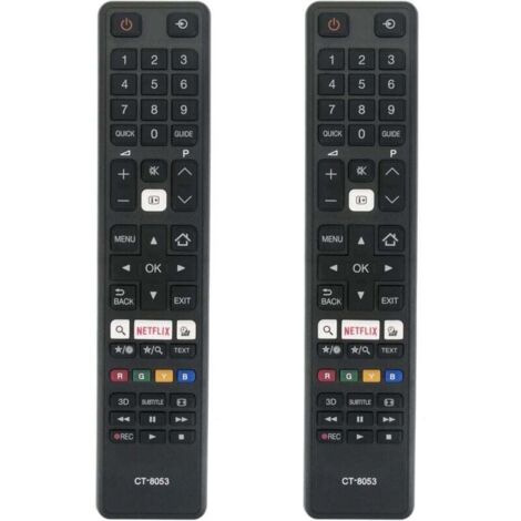2 mandos a distancia CT-8053 de repuesto para televisores Toshiba 43L3733DG, 65U6763DA, 32W3763DG, 32W3753DG, 75U6763DA, 28W3754DG, 43U6763DG, 40L3663DG, 43U6763DA, 49U5766DA, 49L3763DG, 49V6763DG y 5
