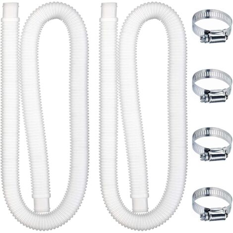 2 mangueras para piscina de 32 mm, 1,5 m de largo, de repuesto, para filtro de piscina y bomba de piscina elevada, con 4 abrazaderas metálicas.