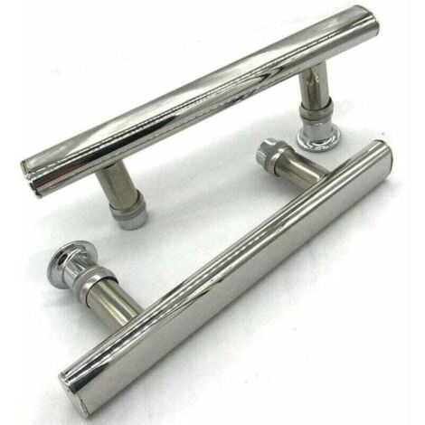2 maniglie cromate per porta doccia, interasse 145 mm