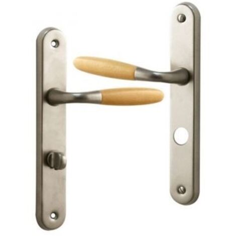 2 maniglie interne per porte Alluminio Nickel opaco Legno chiaro