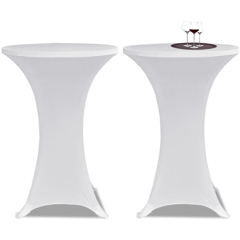 

2 Manteles blancos ajustados para mesa de pie - 70 cm diametro