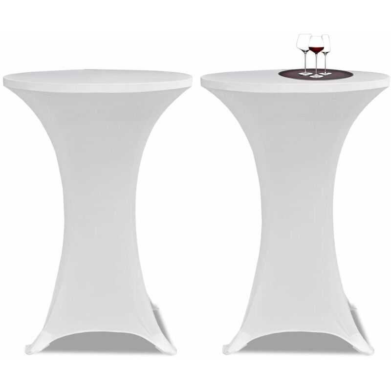 

2 Manteles blancos ajustados para mesa de pie - 70 cm diámetro