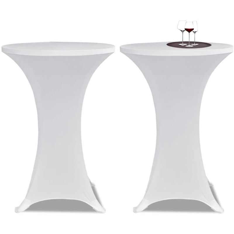 

2 Manteles blancos ajustados para mesa de pie - 80 cm diámetro - Blanco