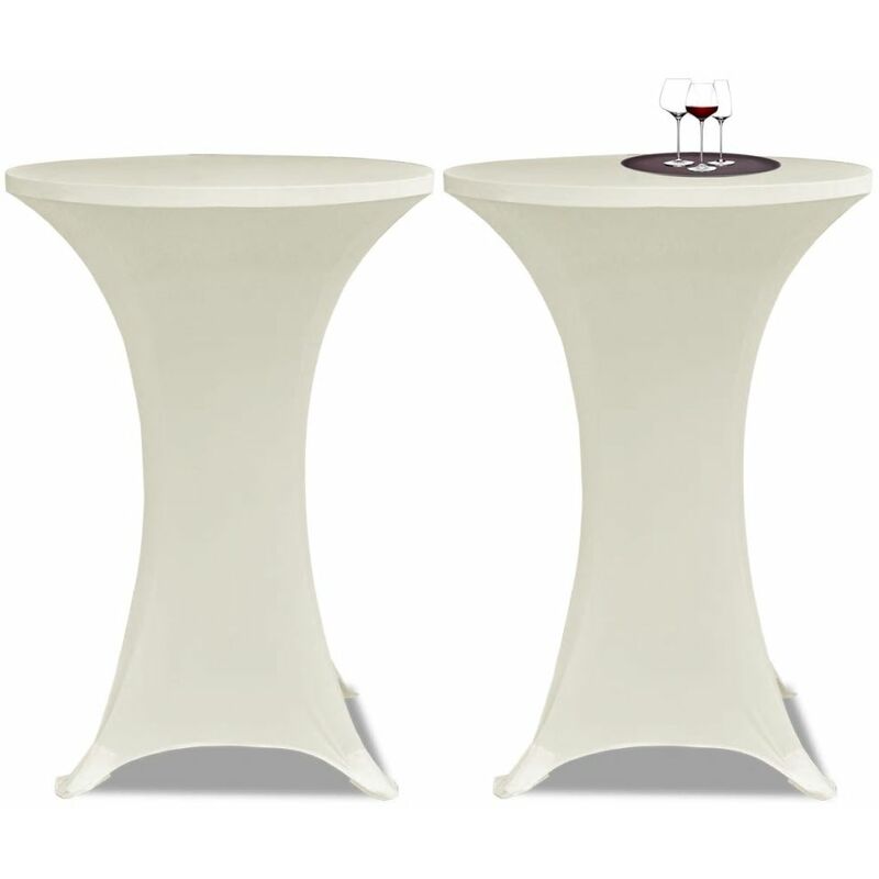 

2 Manteles color crema ajustados para mesa de pie - 60 cm diametro
