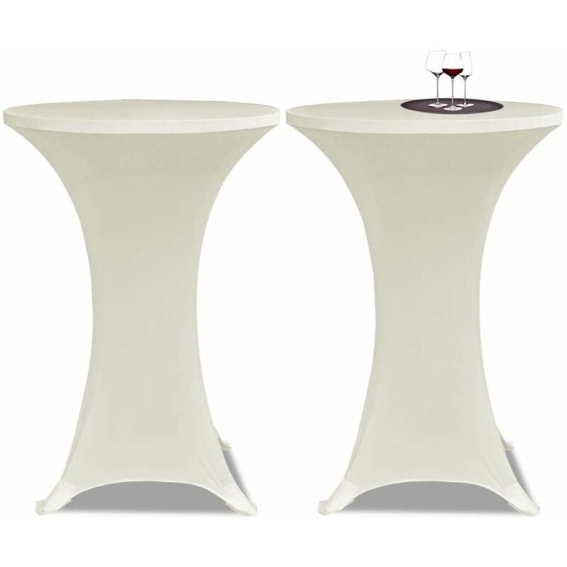 

2 Manteles color crema ajustados para mesa de pie - 60 cm diámetro