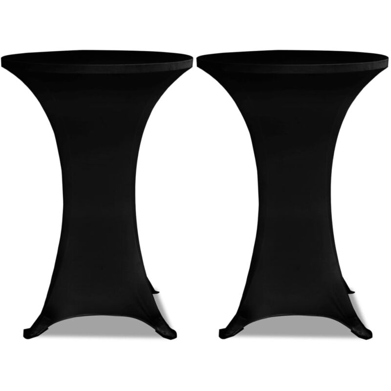 

vidaXL Mantel Cubierta Elástica de Mesa Alta 2 Unidades Ø70 cm Negro - Negro