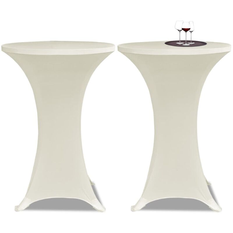 

2 Manteles color crema ajustados para mesa de pie - 60 cm diámetro - Crema
