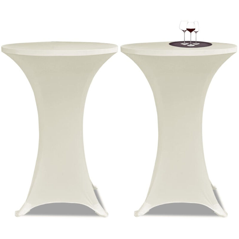 

Happyshopping - 2 Manteles color crema ajustados para mesa de pie - 70 cm diametro