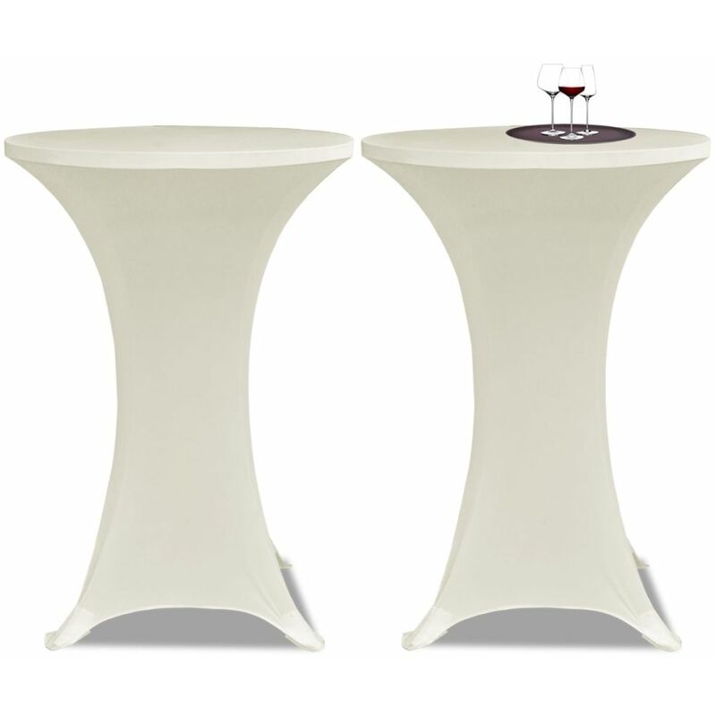 

2 Manteles color crema ajustados para mesa de pie - 70 cm diámetro