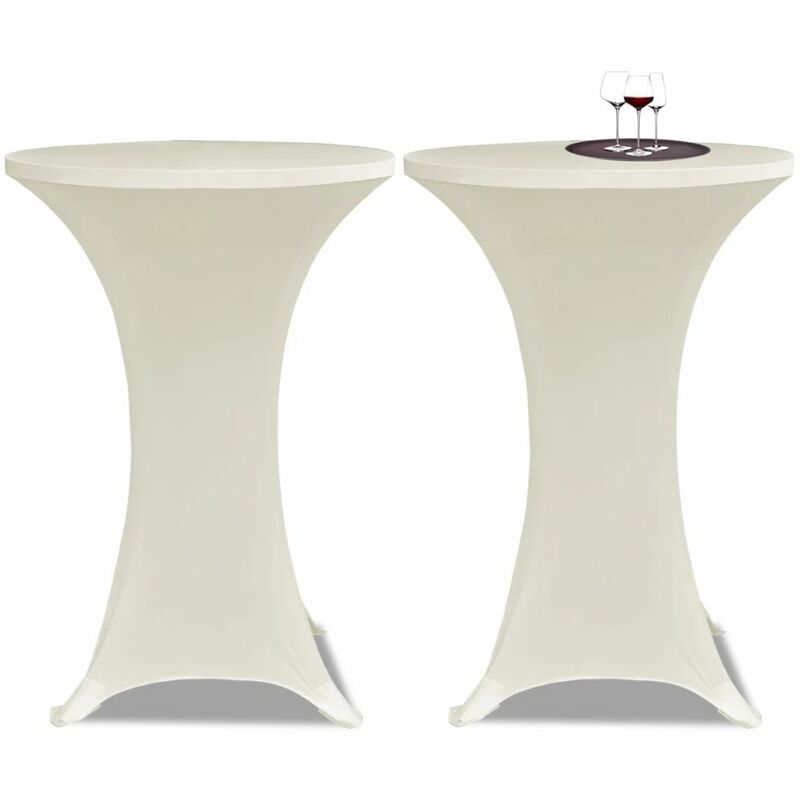 

2 Manteles color crema ajustados para mesa de pie - 80 cm diametro