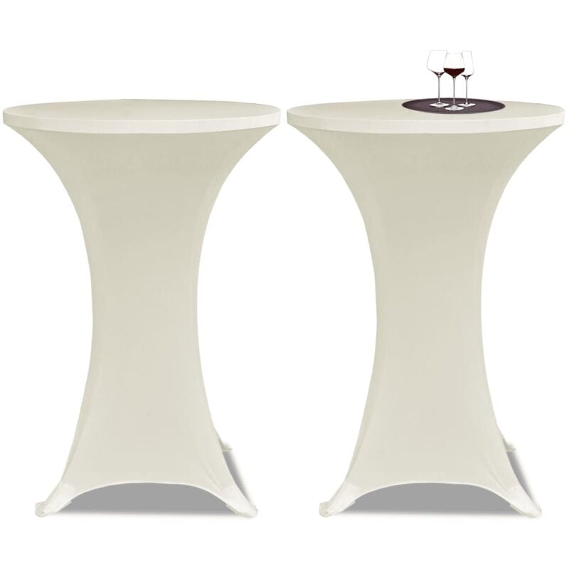 

2 Manteles color crema ajustados para mesa de pie - 80 cm diámetro - Crema