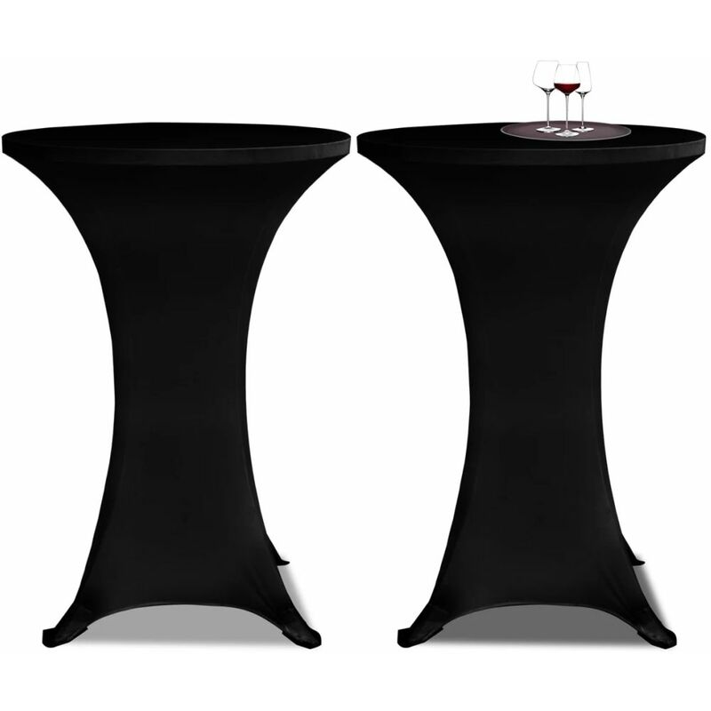 

2 Manteles negros ajustados para mesa de pie - 80 cm diámetro