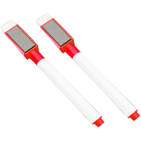 2 Marqueurs Effaçables à Sec Magnétiques, Pointe Fine, Faible Odeur, avec Gommes pour Tableau Blanc - Rouge, Enfants et Adultes