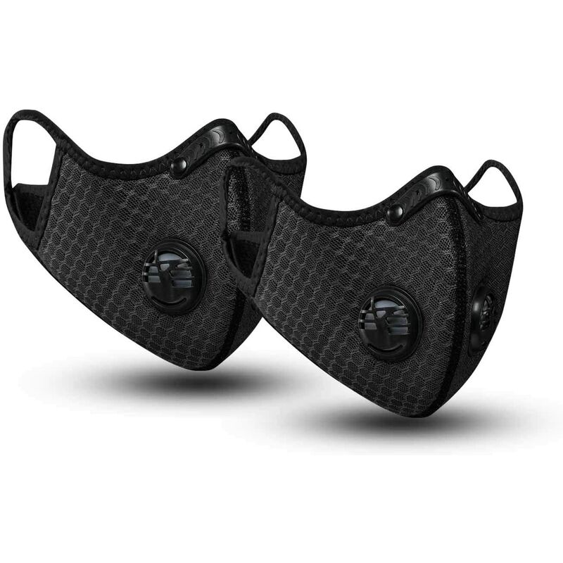 

2 mascarillas antipolvo para toallas deportivas, con filtro de carbón activado, lavables, reutilizables y transpirables, aptas para actividades al