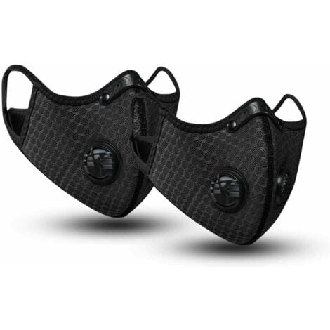 2 masques anti-poussière pour serviettes de sport, avec filtre à charbon actif, lavables, réutilisables et respirants, adaptés aux activités de plein air, au travail du bois, à la tonte et à la course