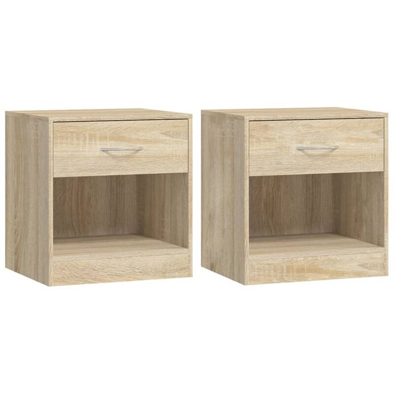 

vidaXL Mesitas de Noche 2 Unidades con Un Cajón y Estante Color Roble - Marrón