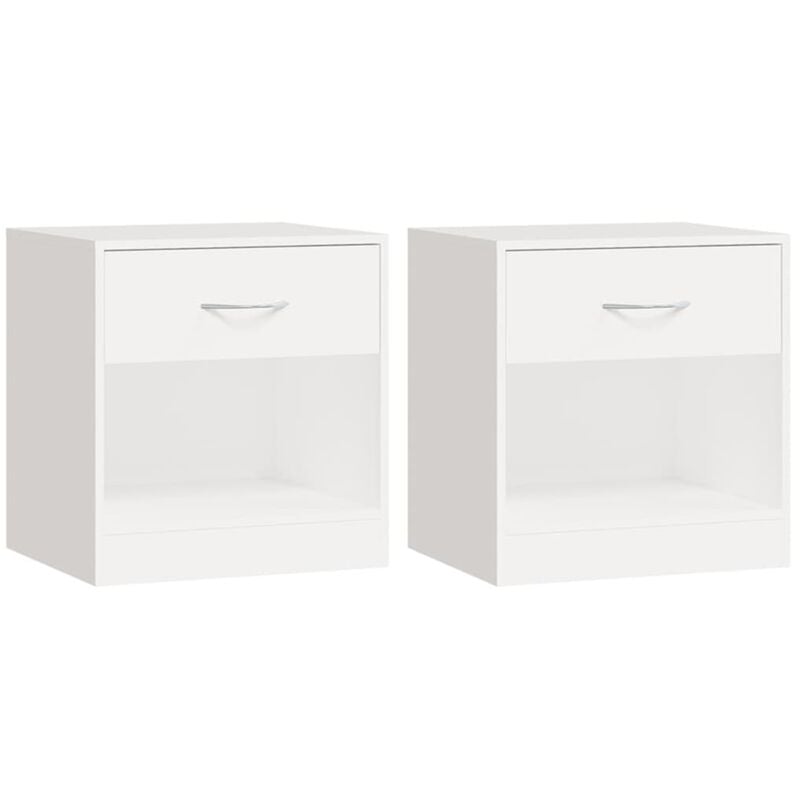 

vidaXL Mesitas de Noche 2 Unidades con Un Cajón y Estante Blancas - Blanco