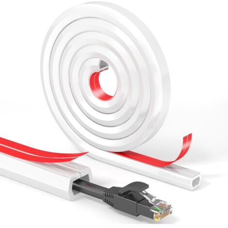 (2-Meter), Blanc Auto-adhésif Cache-câble, Cache-câble en PVCSouple, Cache-câble Mural,Cache-câble TV Mural pour système de Gestion des Cache Cable Sol
