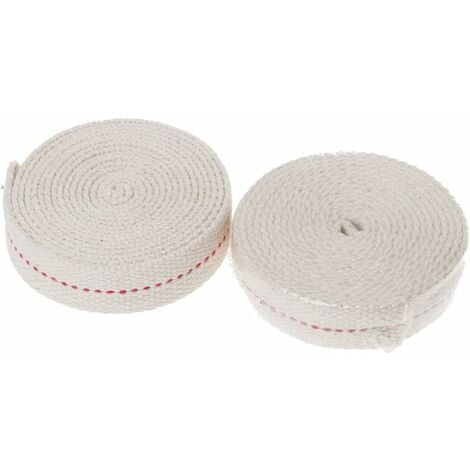 2 Mètres Coton Mèche de Lampe, Mèches de Rechange Lanterne Mèches Pour Brûleurs Lampes à Huile ( Blanc )-Lot de 2