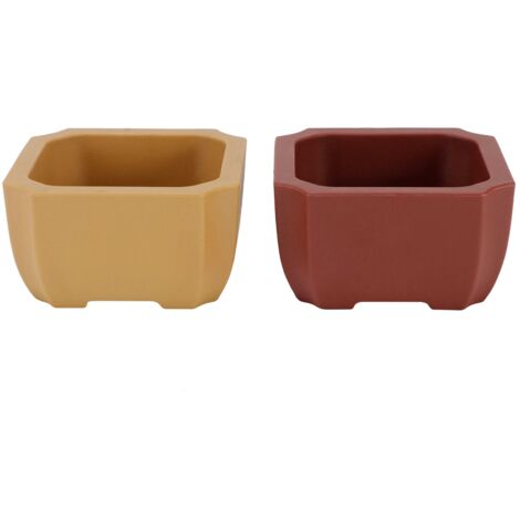 2 mini pots de fleurs carrés, pots de fleurs en PU imitation terre cuite rouge ultra résistants aux chocs