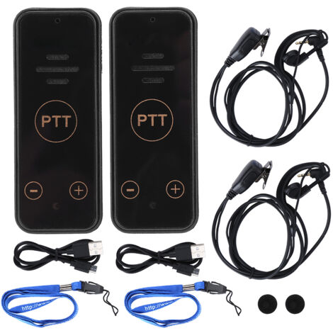 2 mini talkies-walkies 0,5 W 400-470 MHz avec émetteur radio, oreillette et casque à contour d'oreille-AquaForge