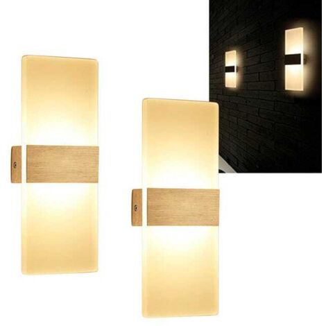 2 módulos LED para exteriores, apliques de pared, lámparas de interior, iluminación de pared exterior, luz blanca cálida, 12 W.