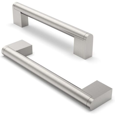 2 Möbelgriffe, 96 mm Lochabstand, Edelstahl-Möbelgriffe, Schrankgriffe, Schrankgriffe aus gebürstetem Nickel