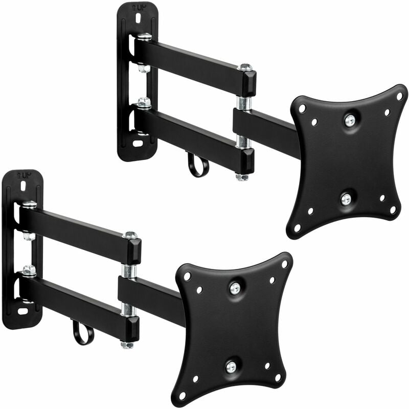 Tectake - 2 TV wall mounts for 10-24 inch (25-61cm) can be tilted and swivelled - bracket TV, wall tv mount, tv on wall bracket - black