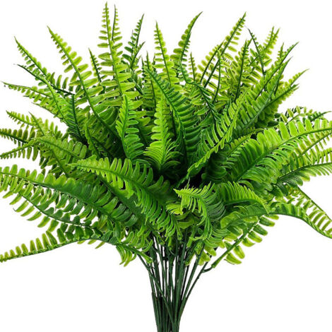 2 morceaux de fleurs artificielles et de plantes vertes, feuilles d'herbe persane à sept branches, fougères de Boston, fougères, murs végétaux à fleurs intérieurs et extérieurs